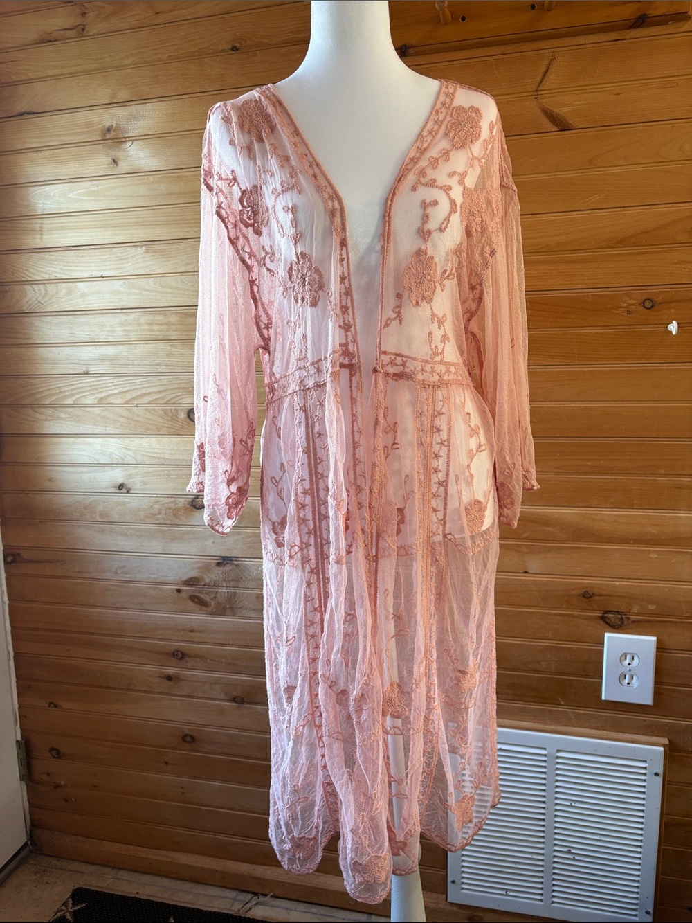 LC Lauren Conrad Blush Pink Sheer Lace Swim Coverup